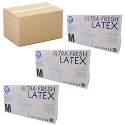 ULTRA FRESH Latex gloves - medium - powder free x 10 bulk buy deal